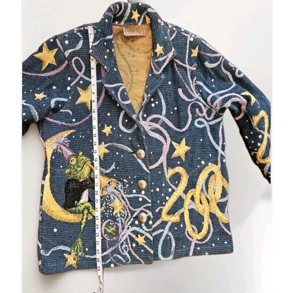 VtgPainted Pony Stephanie Stouffer Celebration Frog Tapestry Jacket Large Women - Picture 7 of 9